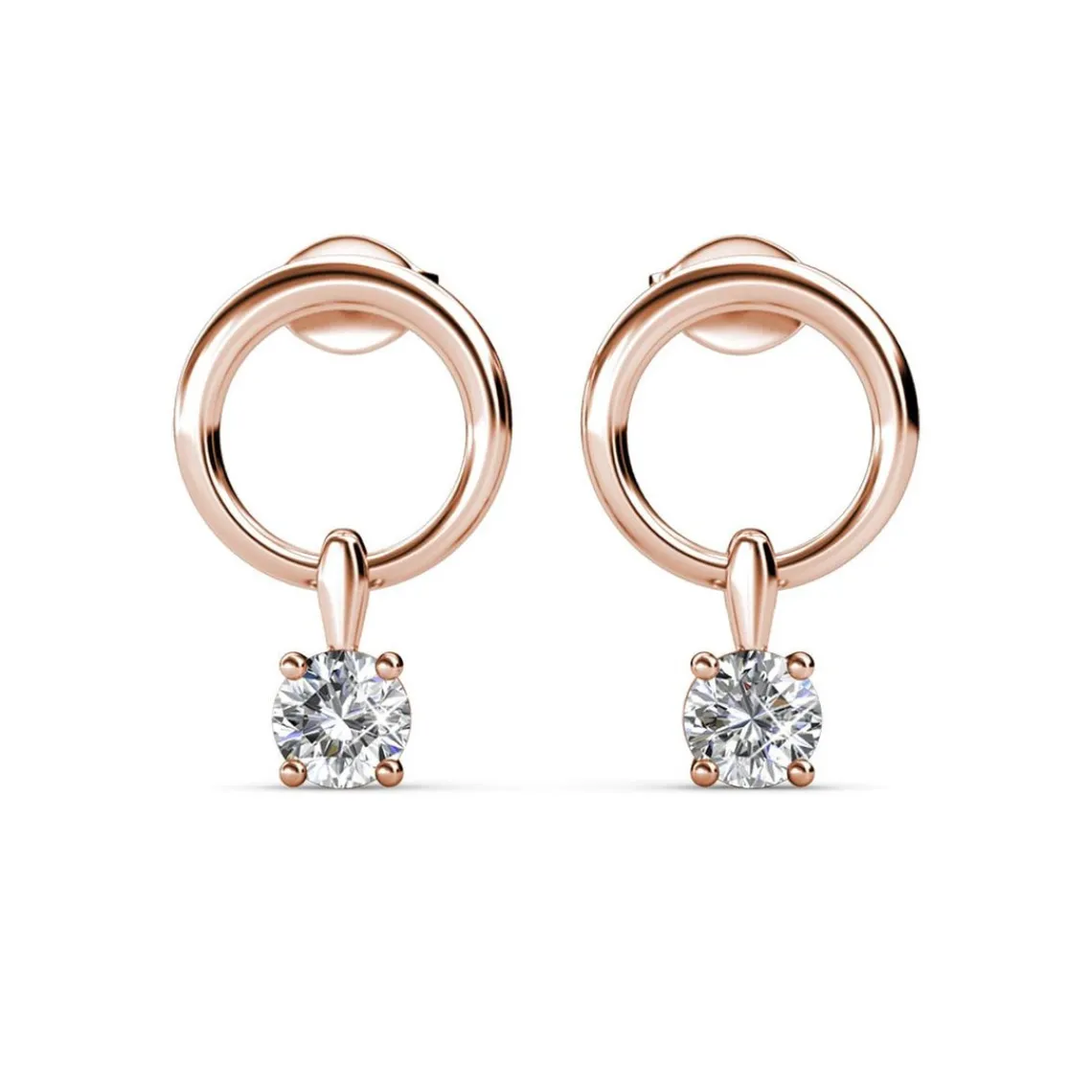 MYC-Paris Boucles d’oreilles Femme Solitaire - DE0141-RG Laiton Doré rose | Femme Boucles D'Oreilles