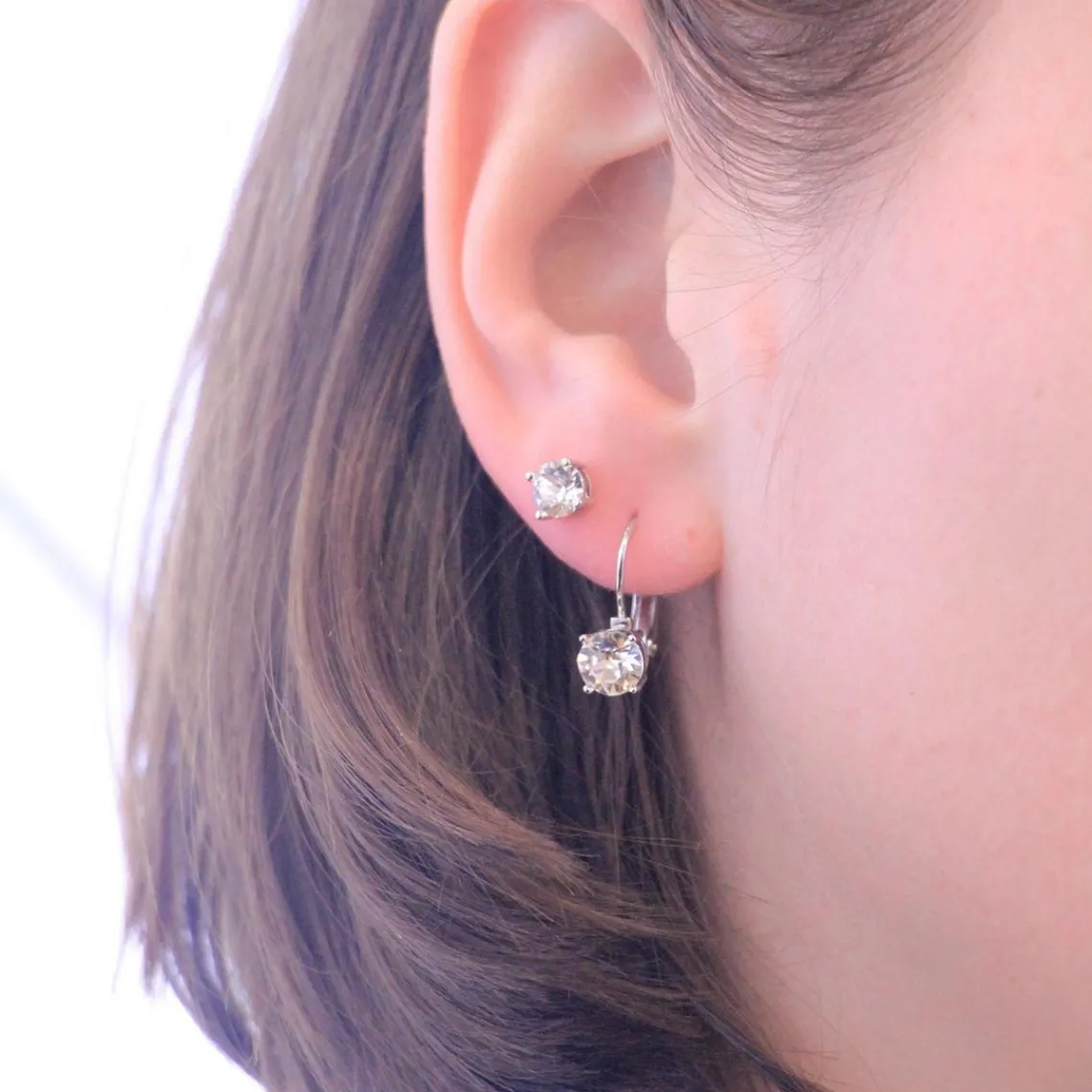 MYC-Paris Boucles d'oreilles Femme Solitaire - DE0065-S Laiton Argent | Femme Boucles D'Oreilles