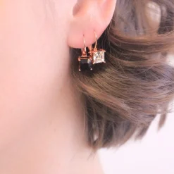 MYC-Paris Boucles d’oreilles Femme Square - DE0007-RG-C Laiton Doré rose | Femme Boucles D'Oreilles