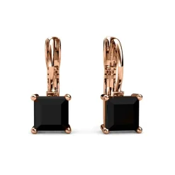 MYC-Paris Boucles d’oreilles Femme Square - DE0007-RG-BK Laiton Doré rose Noir | Femme Boucles D'Oreilles