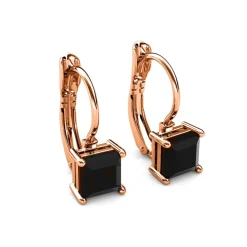 MYC-Paris Boucles d’oreilles Femme Square - DE0007-RG-BK Laiton Doré rose Noir | Femme Boucles D'Oreilles