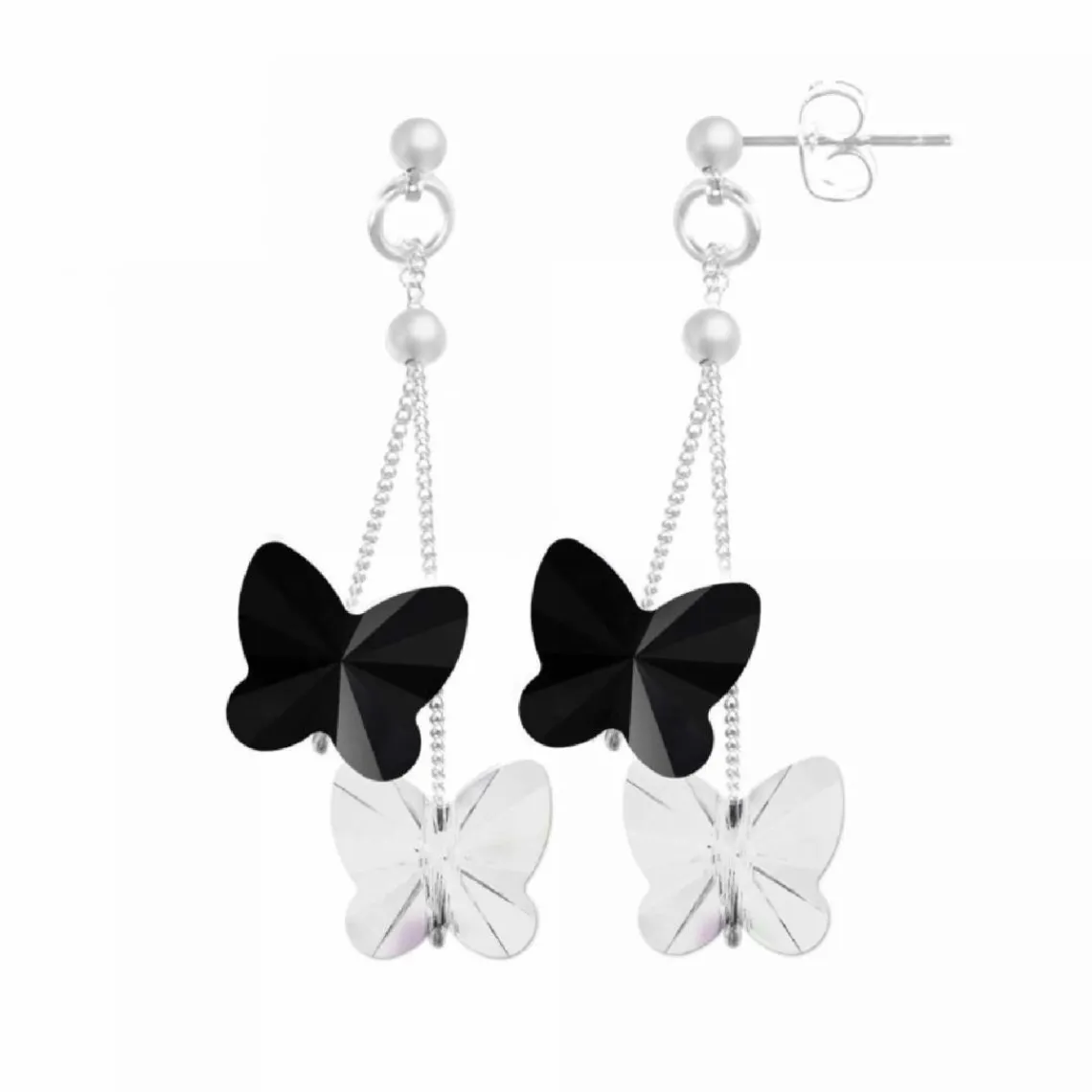 So Charm Bijoux Boucles d'oreilles Femme So Charm - BS161-SE008-JET+CRYS Métal Argent | Femme Boucles D'Oreilles