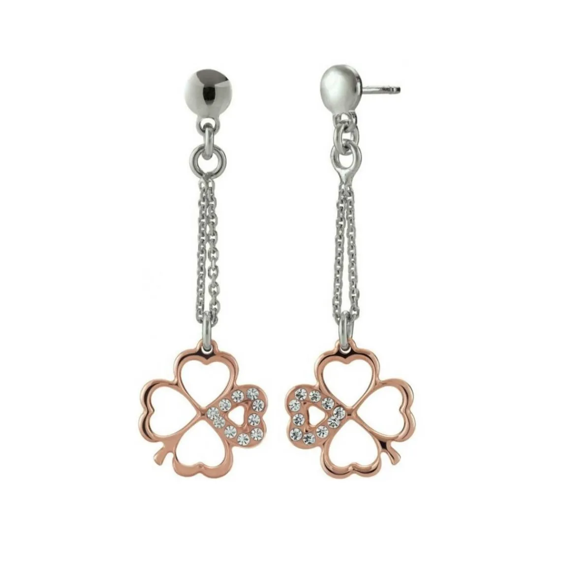 Jourdan Boucles d'Oreilles INANNA ADY001 - Boucles d'Oreilles Bicolore En Argent et Oxyde de Zirconium | Femme Boucles D'Oreilles