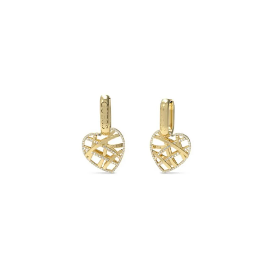 Guess Bijoux Boucles d'oreilles JUBE03098JWYG - HEART CAGE Acier Doré | Femme Boucles D'Oreilles