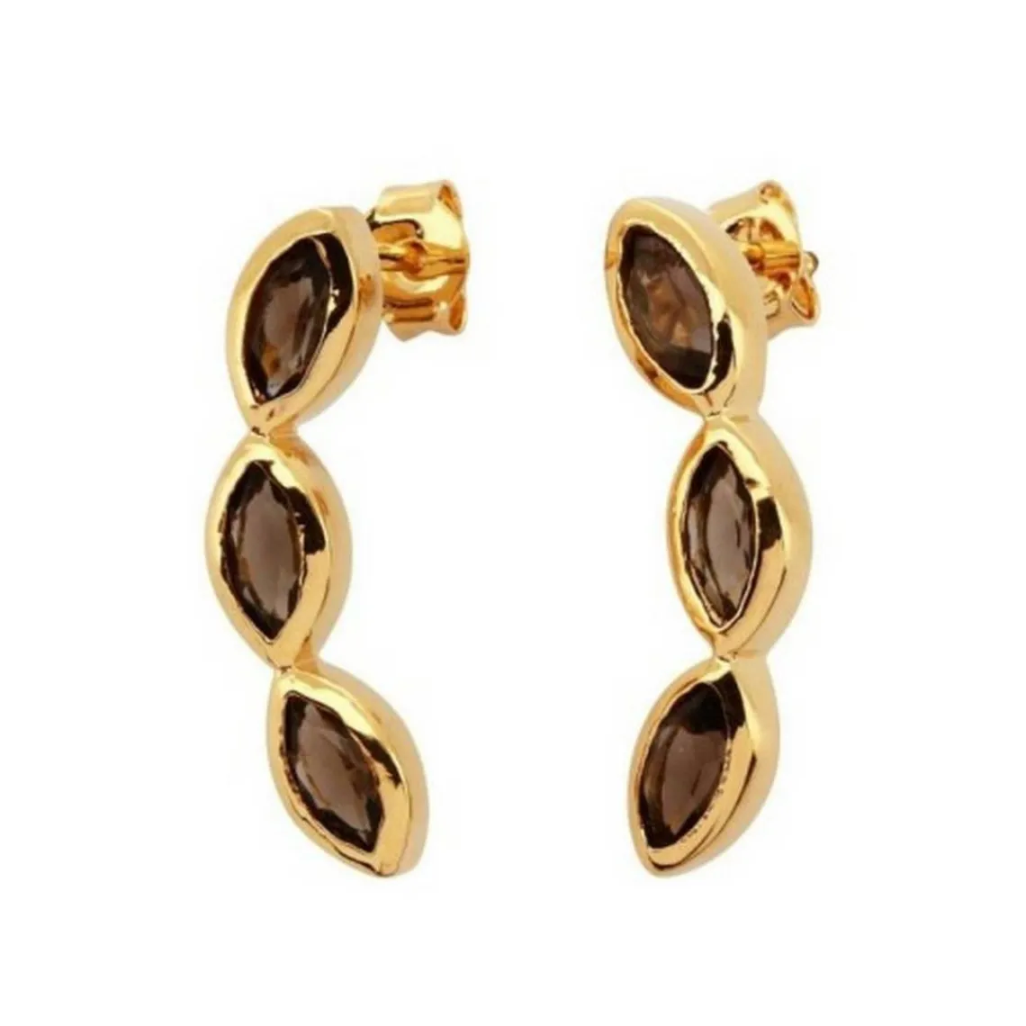 Kosma Paris Boucles d'oreilles Kira Doré & Quartz Fumé | Femme Boucles D'Oreilles