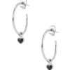 Les Interchangeables Boucles d'oreilles A59264 - Creoles Coeur Palladium | Femme Boucles D'Oreilles