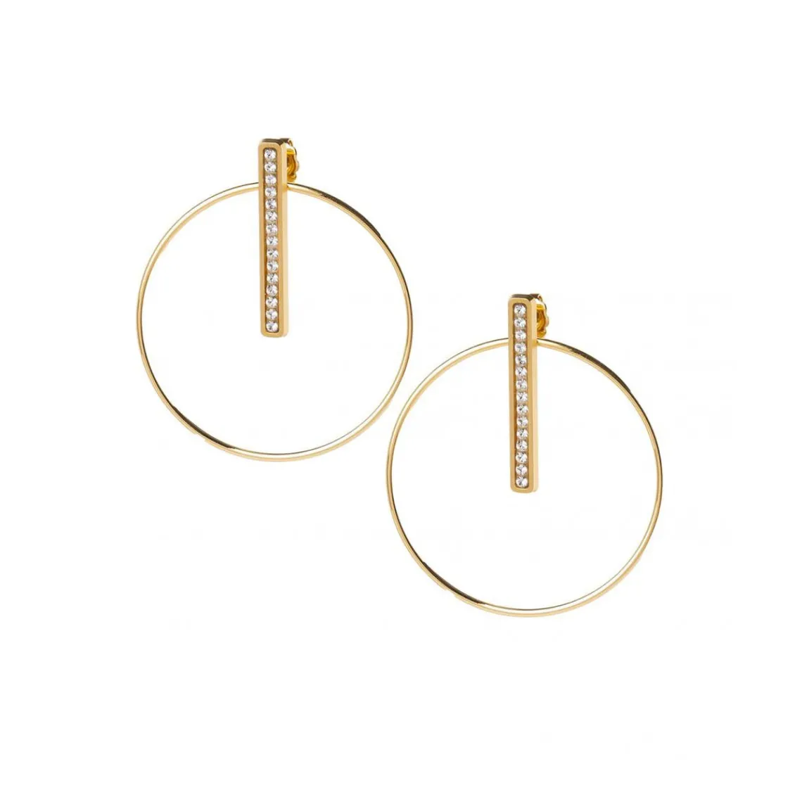 Les Interchangeables Boucles d'oreilles A54283 - Créoles Barette Strassé MM Or Jaune Cristal | Femme Boucles D'Oreilles