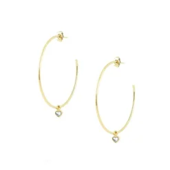 Les Interchangeables Boucles d'oreilles A59248 - Creoles Coeurs GM Dorées | Femme Boucles D'Oreilles