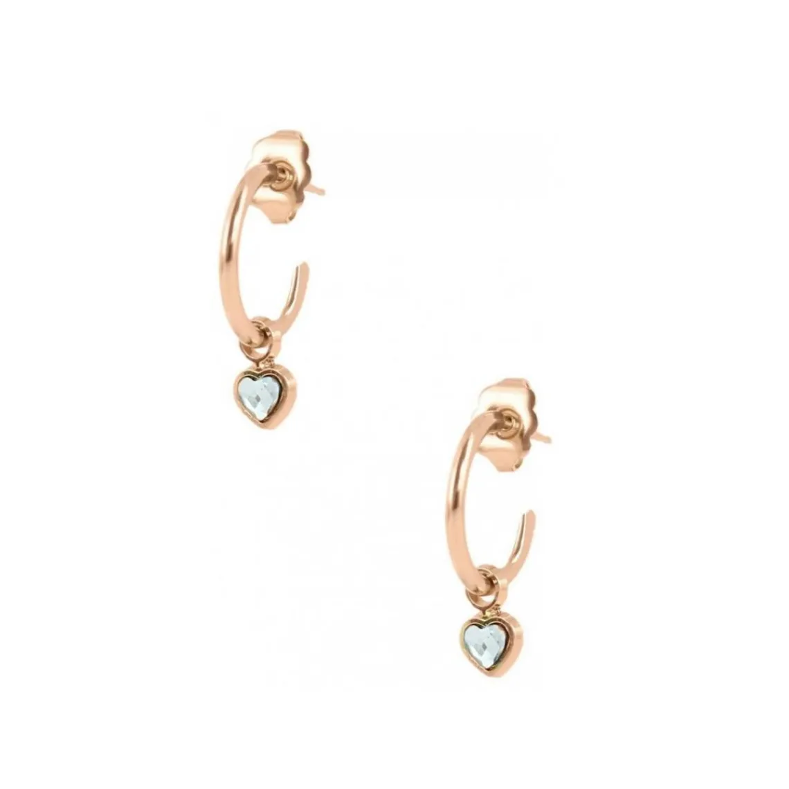 Les Interchangeables Boucles d'oreilles A59249 - Creoles Coeur PM Doré Rose | Femme Boucles D'Oreilles