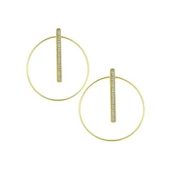 Les Interchangeables Boucles d'oreilles A54286 - Créoles Barette Strassé GM Or Jaune Cristal | Femme Boucles D'Oreilles