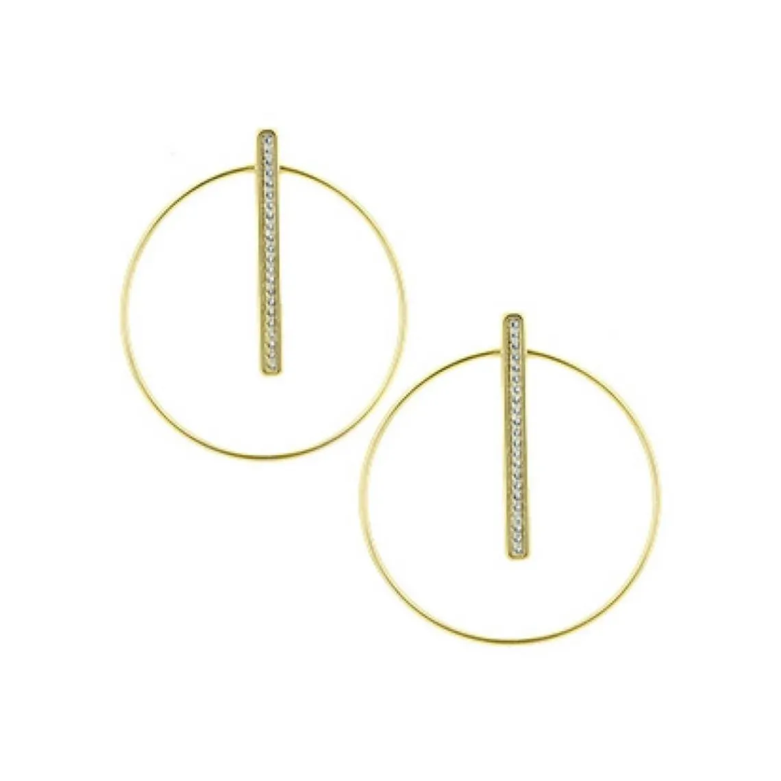 Les Interchangeables Boucles d'oreilles A54286 - Créoles Barette Strassé GM Or Jaune Cristal | Femme Boucles D'Oreilles