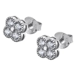 Lotus Silver Boucles d'oreilles PURE ESSENTIAL LP1612-4-1 - Boucles d'oreilles Trèfle et Zircon | Femme Boucles D'Oreilles