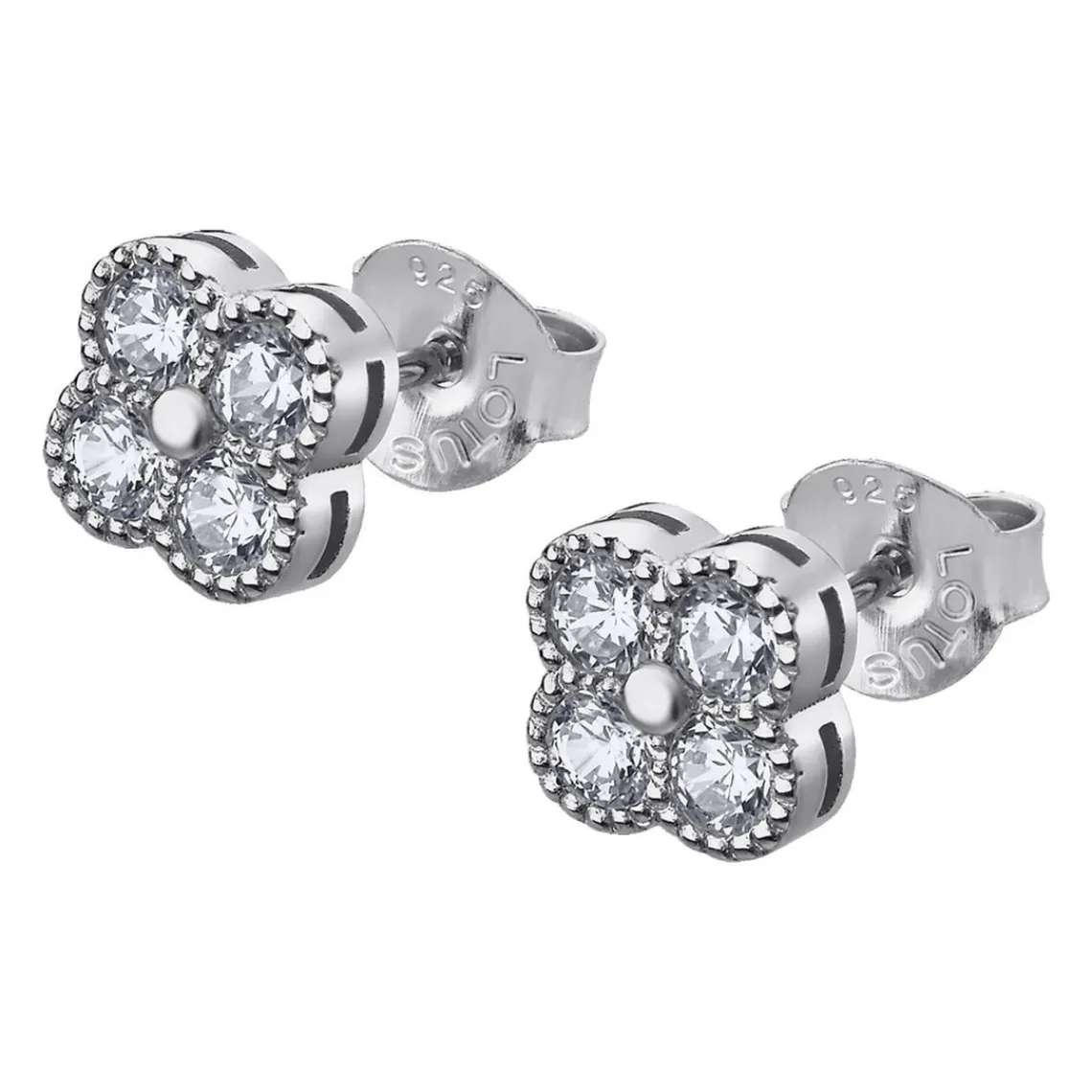 Lotus Silver Boucles d'oreilles PURE ESSENTIAL LP1612-4-1 - Boucles d'oreilles Trèfle et Zircon | Femme Boucles D'Oreilles