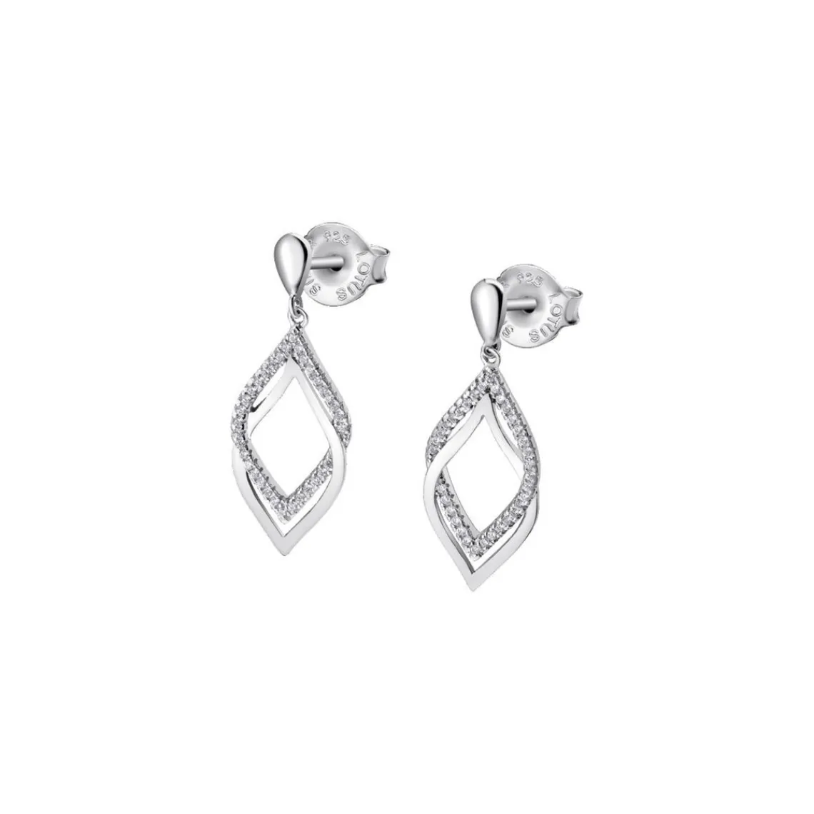 Lotus Silver Boucles d'oreilles Pure Essentiel LP1791-4-1 - Boucles d'oreilles Argent Deux Losanges 24mm | Femme Boucles D'Oreilles