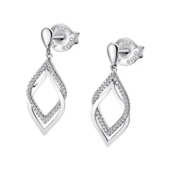 Lotus Silver Boucles d'oreilles Pure Essentiel LP1791-4-1 - Boucles d'oreilles Argent Deux Losanges 24mm | Femme Boucles D'Oreilles