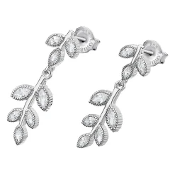 Lotus Silver Boucles d'oreilles Pure Essentiel LP1783-4-1 - Boucles d'oreilles Argent Feuilles | Femme Boucles D'Oreilles