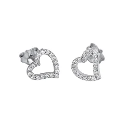 Lotus Silver Boucles d'oreilles Lotus Style LP1519-4-1 - Boucles d'oreilles Coeur Argent Strass Chic Femme | Femme Boucles D'Oreilles
