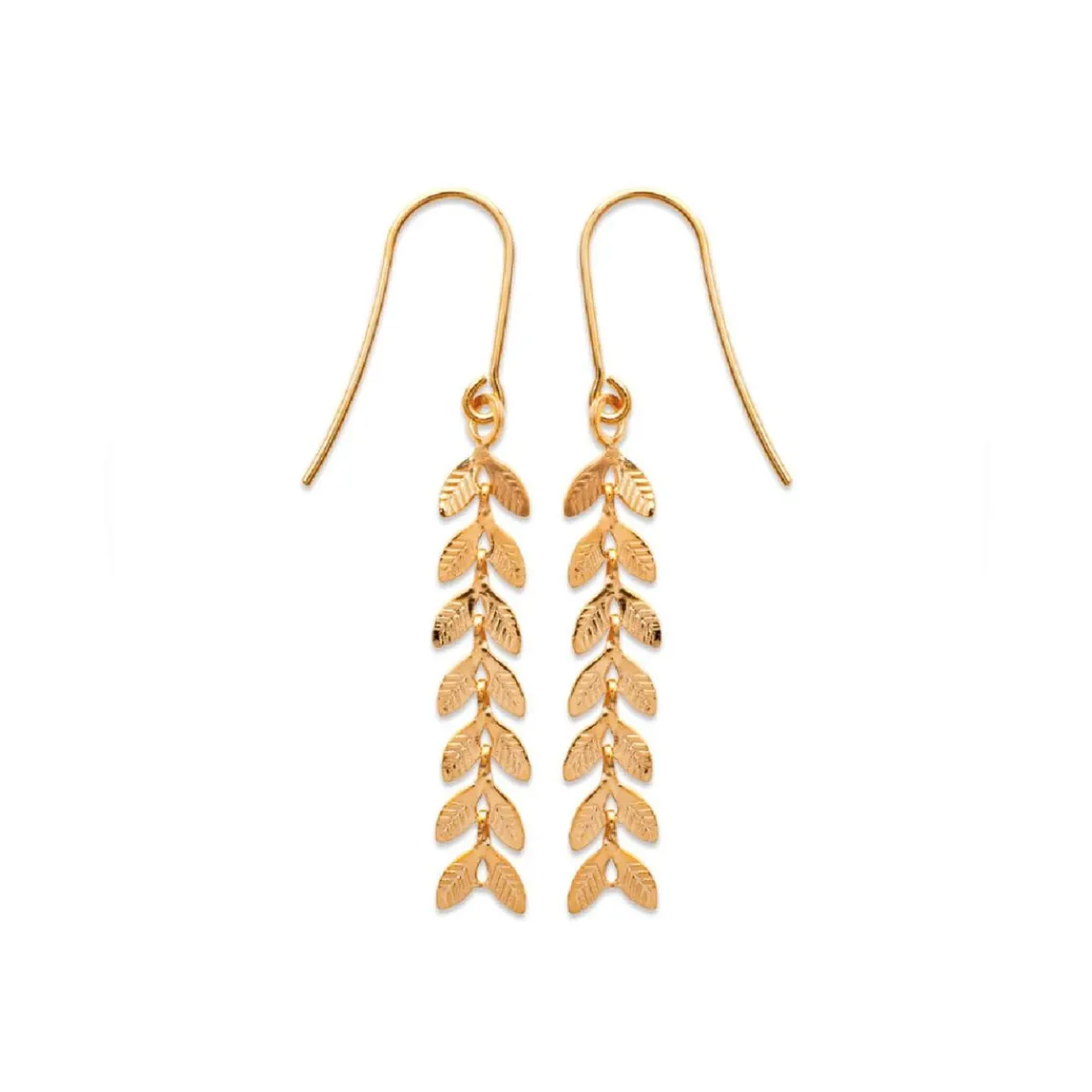 Maison de la Bijouterie Boucles d'oreilles Pendante Feuilles Plaqué Or - Y54Y50 | Femme Boucles D'Oreilles