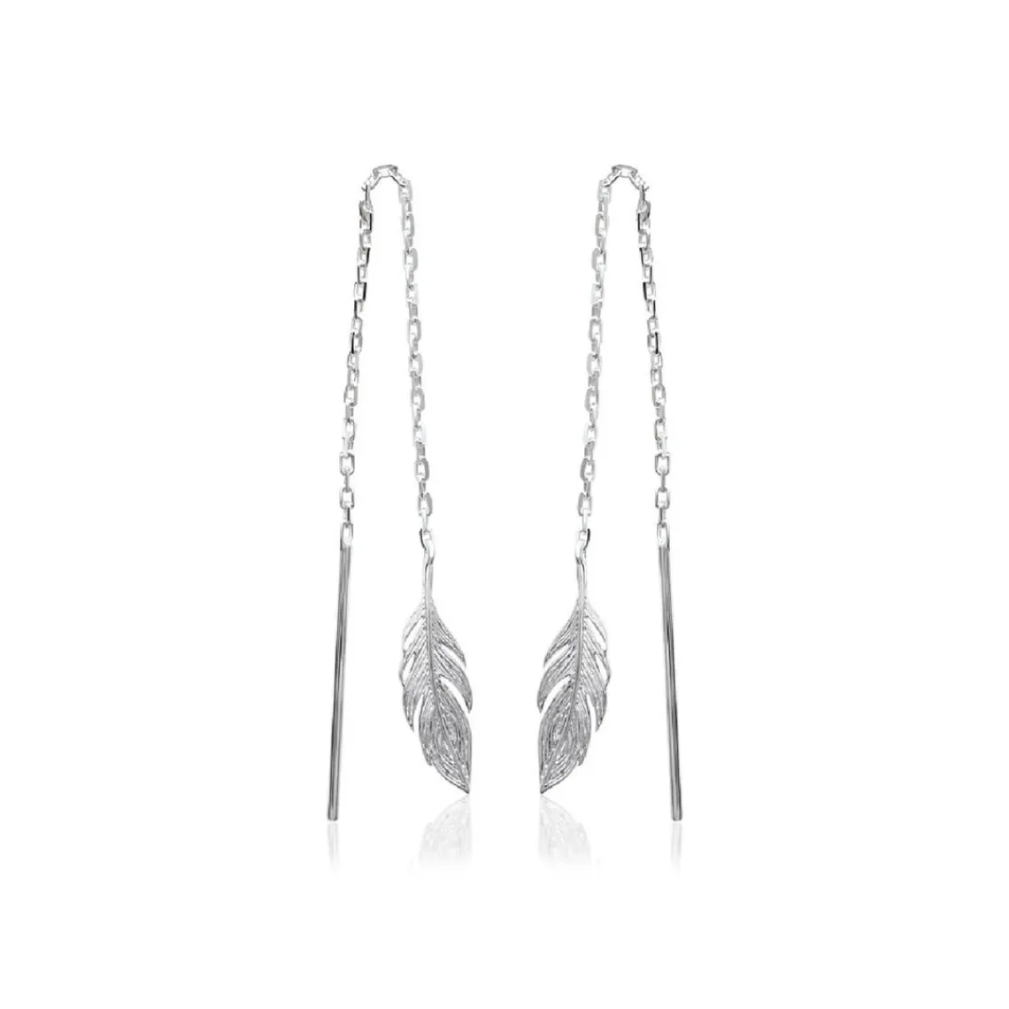 Maison de la Bijouterie Boucles d'oreilles Pendantes femme plume Argent W5YV600 | Femme Boucles D'Oreilles
