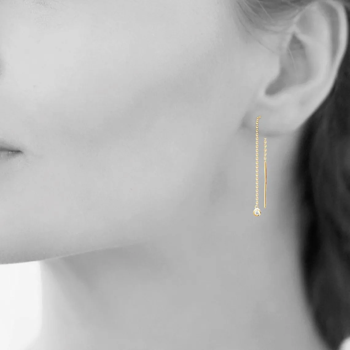 Maison de la Bijouterie Boucles d'oreilles pendantes plaqué or oxyde de zirconium Y53WYZ0 | Femme Boucles D'Oreilles