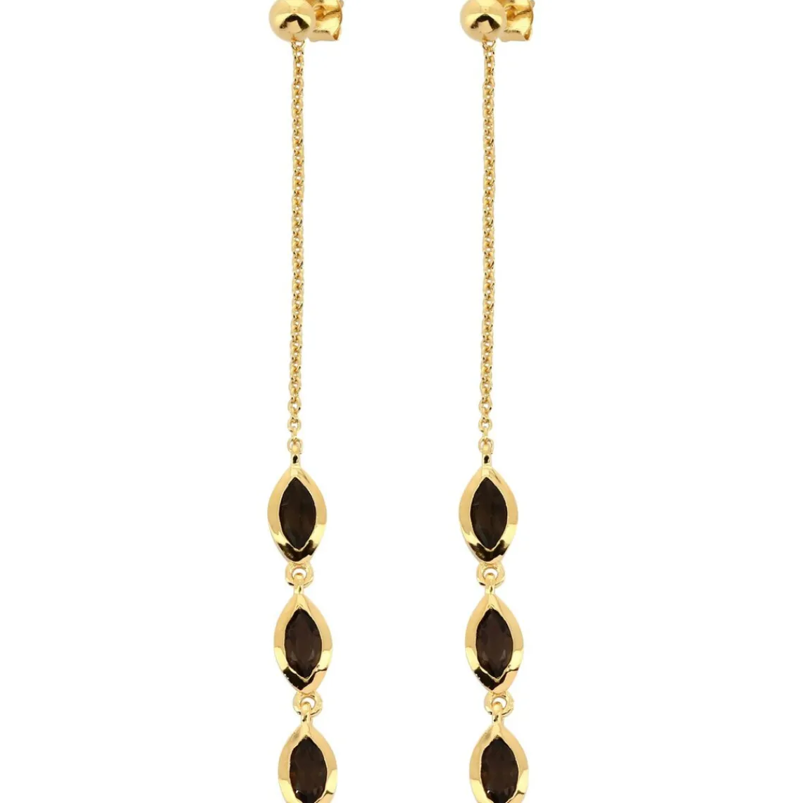 Kosma Paris Boucles d'oreilles pendantes Kira Doré & Quartz Fumé | Femme Boucles D'Oreilles