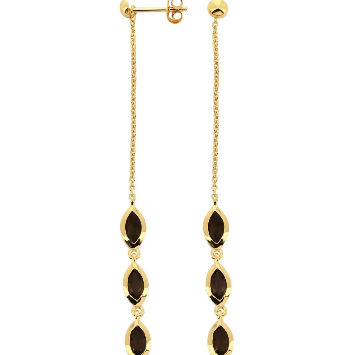 Kosma Paris Boucles d'oreilles pendantes Kira Doré & Quartz Fumé | Femme Boucles D'Oreilles