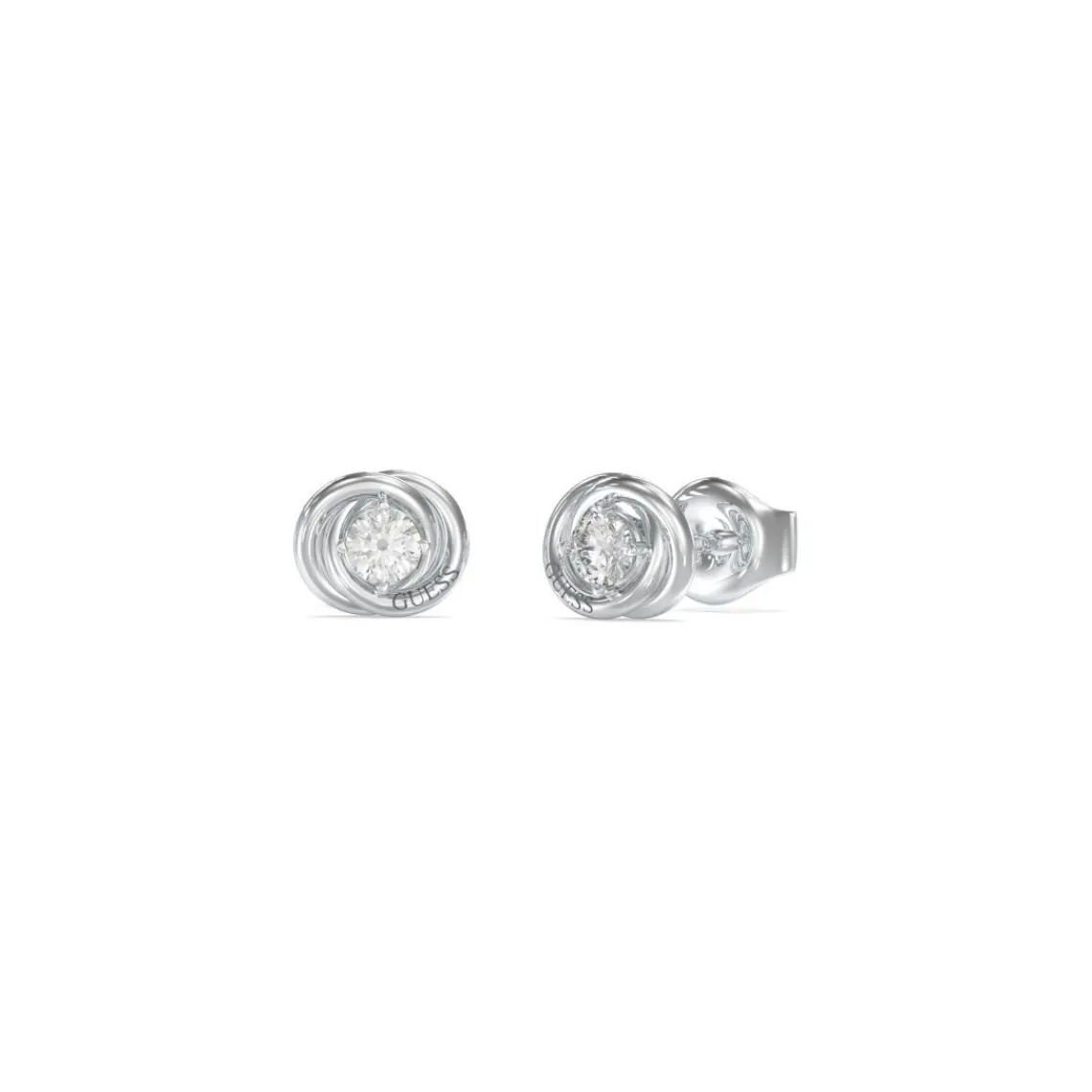 Guess Bijoux Boucles D'Oreilles Perfect Acier Rhodié Puces Et Zircons Cubiques 8 Mm | Femme Boucles D'Oreilles