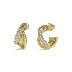 Guess Bijoux Boucles D'Oreilles Perfect Acier Doré Mini Pavées 17 Mm | Femme Boucles D'Oreilles