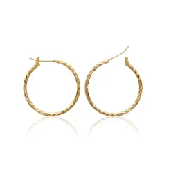 Maison de la Bijouterie Boucles d'oreilles plaqué or créoles torsadées 30mm Y6Z5Y30 | Femme Boucles D'Oreilles