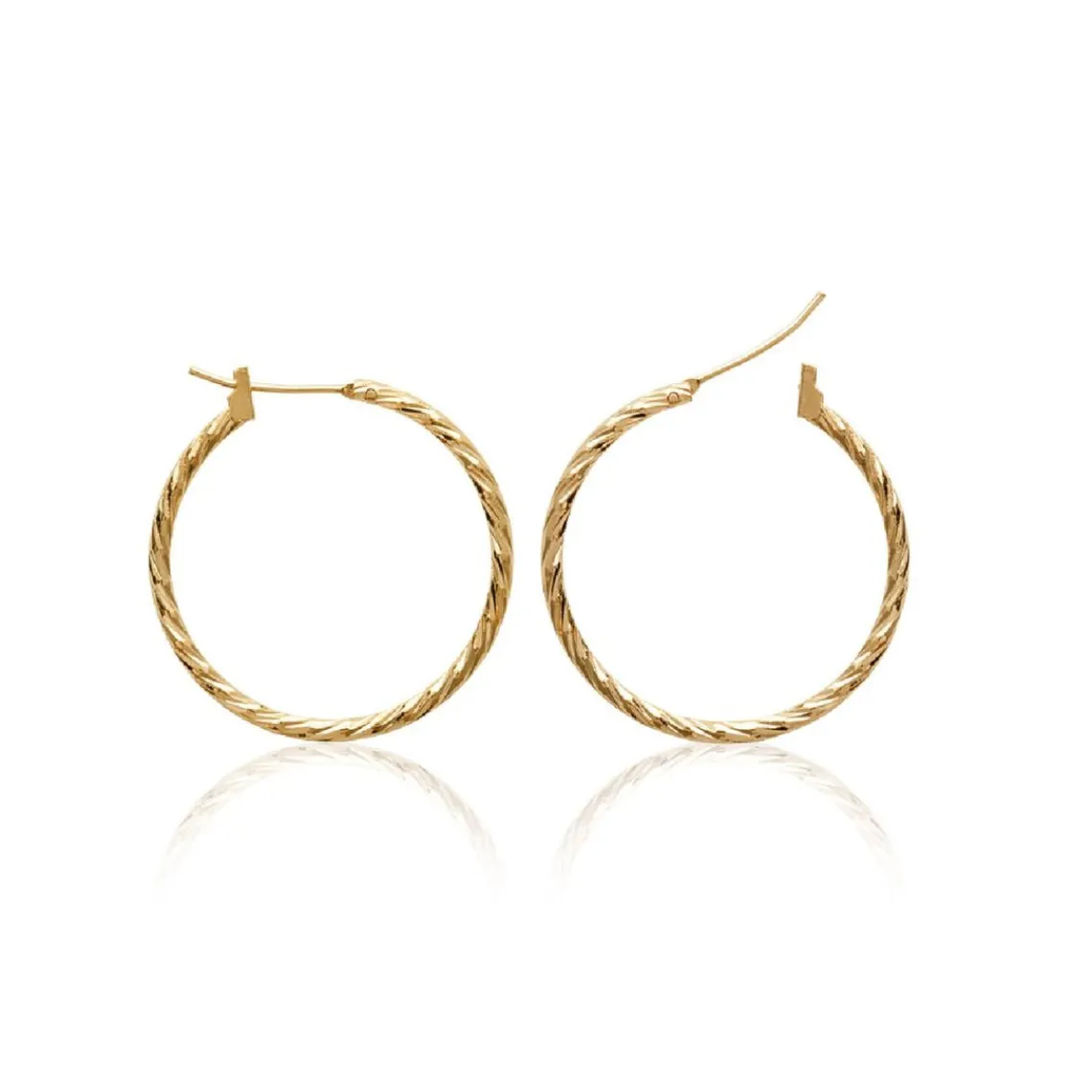 Maison de la Bijouterie Boucles d'oreilles plaqué or créoles torsadées 30mm Y6Z5Y30 | Femme Boucles D'Oreilles