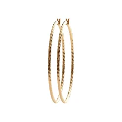 Maison de la Bijouterie Boucles d'oreilles plaqué or créoles torsadées 60mm Y6Z5Y60 | Femme Boucles D'Oreilles
