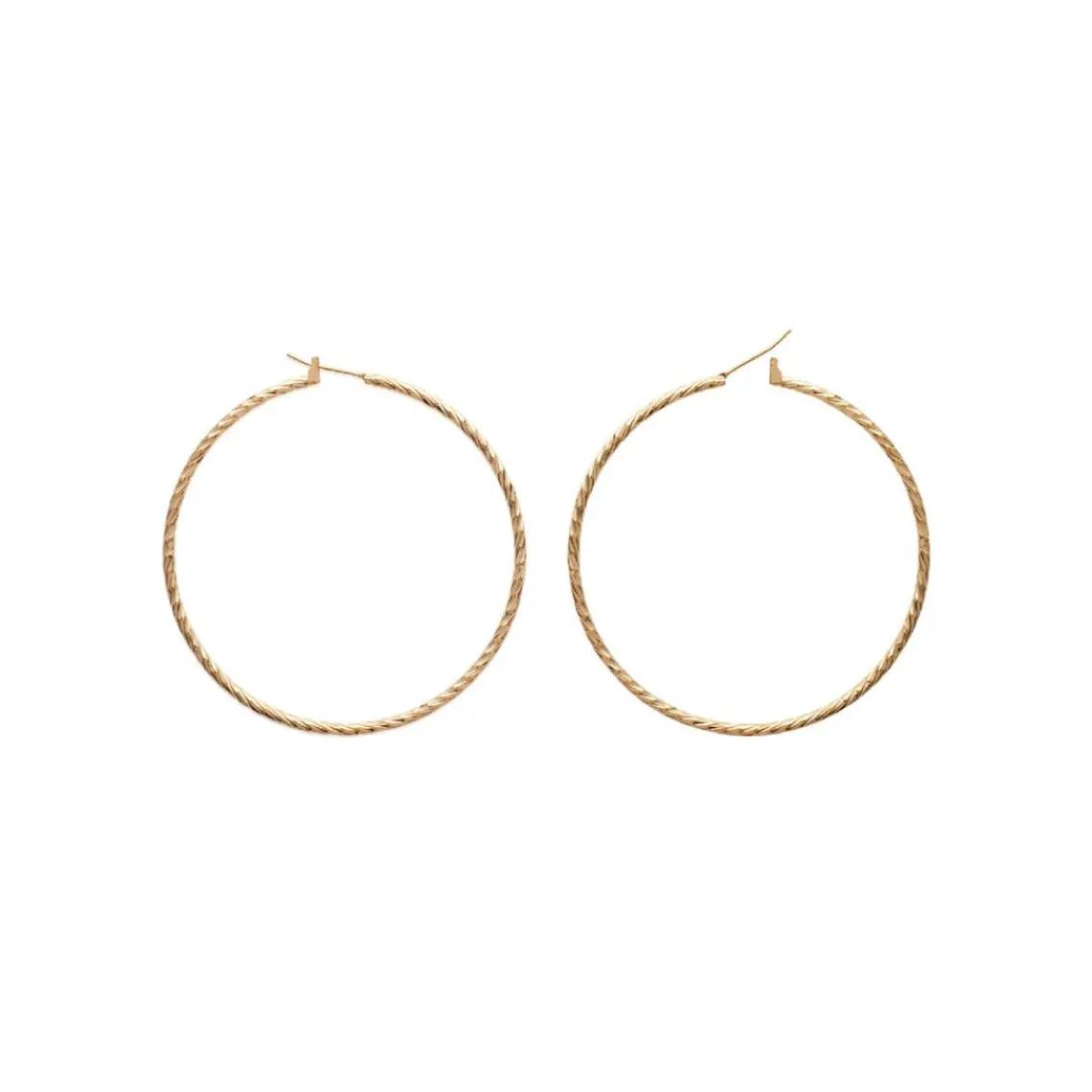 Maison de la Bijouterie Boucles d'oreilles plaqué or créoles torsadées 60mm Y6Z5Y60 | Femme Boucles D'Oreilles