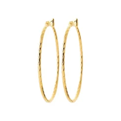 Maison de la Bijouterie Boucles d'oreilles plaqué or créoles 40mm Y6Z4U40 | Femme Boucles D'Oreilles