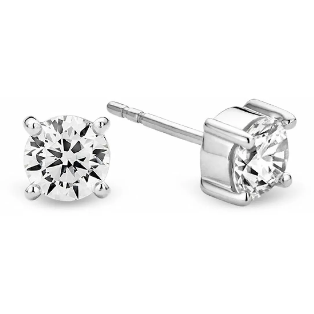 Ti Sento Boucles d'oreilles Femme 7319ZI - Boucles d'oreilles Clous Transparents Argent | Femme Boucles D'Oreilles