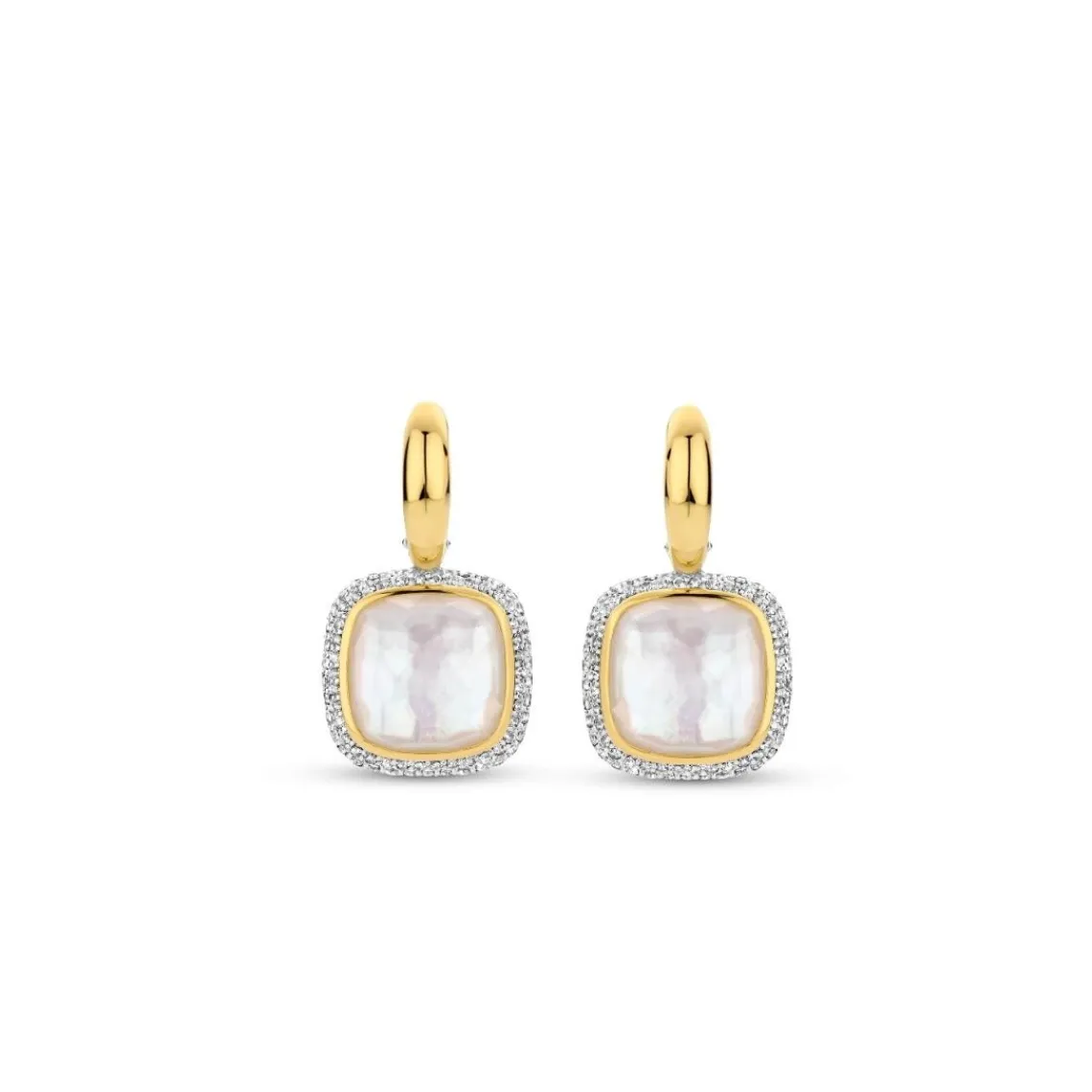 Ti Sento Boucles D'Oreilles - 7968MW Argent Doré Doublé Nacre Carré Et Oxydes De Zirconium | Femme Boucles D'Oreilles