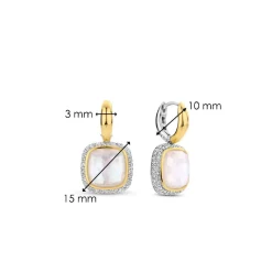 Ti Sento Boucles D'Oreilles - 7968MW Argent Doré Doublé Nacre Carré Et Oxydes De Zirconium | Femme Boucles D'Oreilles
