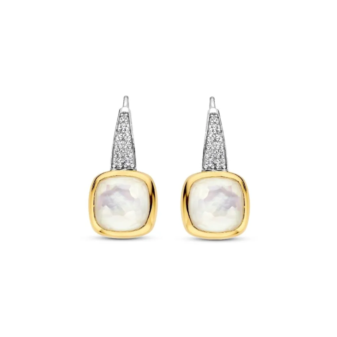 Ti Sento Boucles D'Oreilles - 7969MW Argent Doré Doublé Nacre Carré Et Oxydes De Zirconium | Femme Boucles D'Oreilles