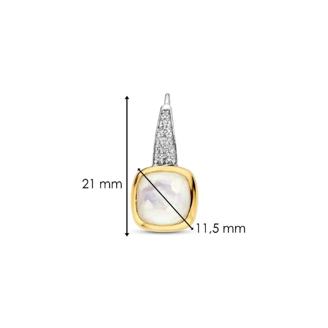 Ti Sento Boucles D'Oreilles - 7969MW Argent Doré Doublé Nacre Carré Et Oxydes De Zirconium | Femme Boucles D'Oreilles