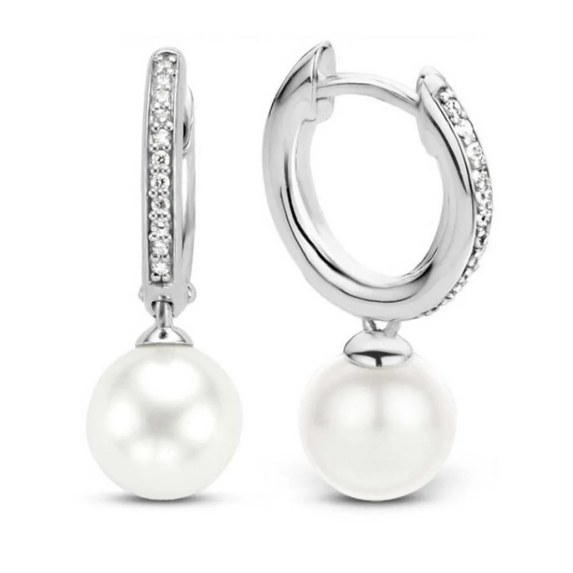 Ti Sento Boucles d'oreilles 7696PW - Boucles d'oreilles Blanches Strass | Femme Boucles D'Oreilles