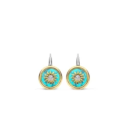 Ti Sento Boucles D'Oreilles - 7971TQ Argent Doré Pièce Fond Turquoise | Femme Boucles D'Oreilles