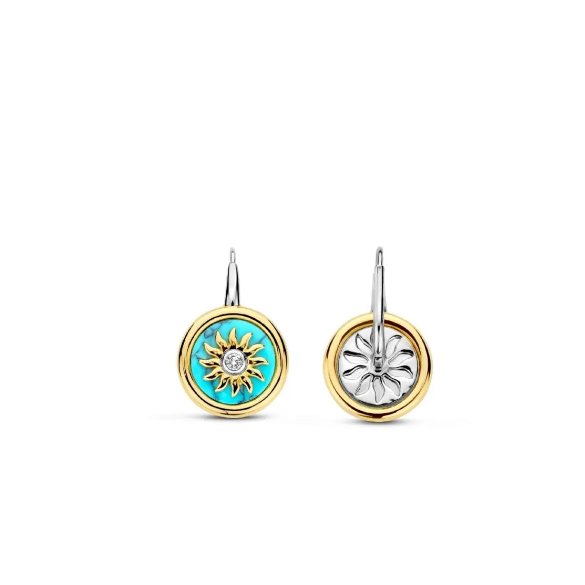 Ti Sento Boucles D'Oreilles - 7971TQ Argent Doré Pièce Fond Turquoise | Femme Boucles D'Oreilles