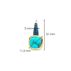 Ti Sento Boucles D'Oreilles - 7969TQ Argent Doré Pierre Veinée Turquoise Carré Et Oxydes De Zirconium Bleus | Femme Boucles D'Oreilles