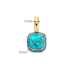 Ti Sento Boucles D'Oreilles - 7968TQ Argent Doré Pierre Veinée Turquoise Carré Et Oxydes De Zirconium Bleus | Femme Boucles D'Oreilles