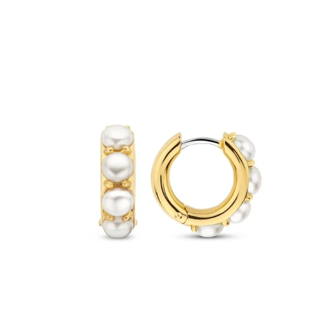 Ti Sento Boucles D'Oreilles - 7962YP Argent Doré Et Perles Synthétiques | Femme Boucles D'Oreilles