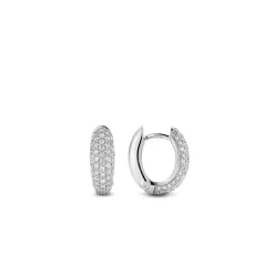 Ti Sento Boucles d'Oreilles 7804ZI - anneaux allongés argent pavés petit modèle | Femme Boucles D'Oreilles