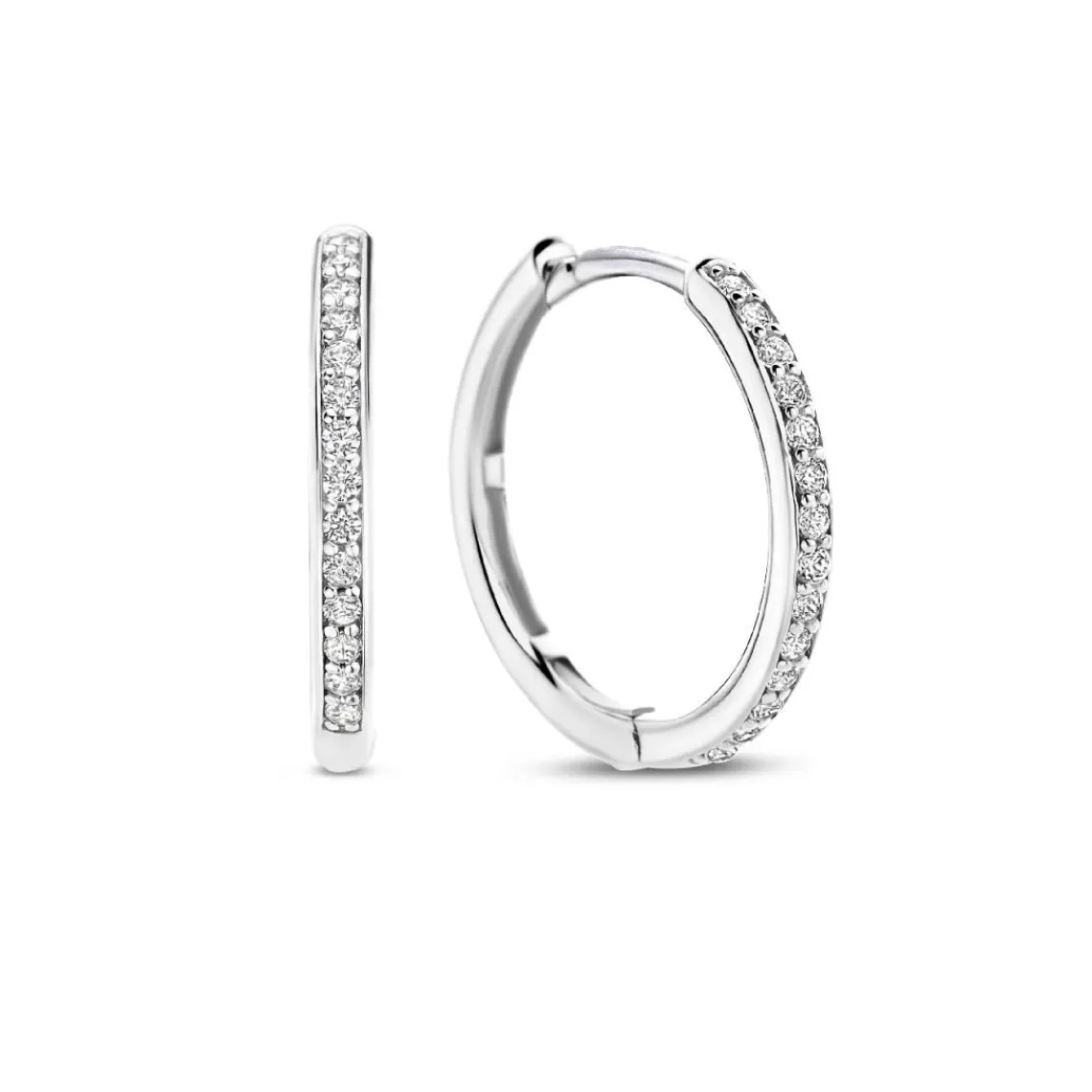 Ti Sento Boucles D'Oreilles - 7959ZI Argent Rhodié Créoles Et Pavage | Femme Boucles D'Oreilles