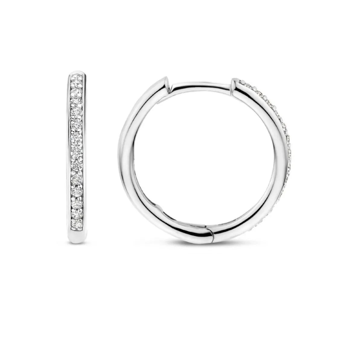 Ti Sento Boucles D'Oreilles - 7959ZI Argent Rhodié Créoles Et Pavage | Femme Boucles D'Oreilles