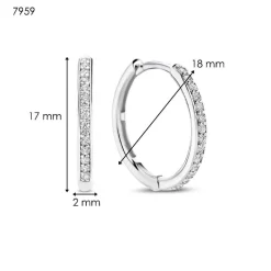Ti Sento Boucles D'Oreilles - 7959ZI Argent Rhodié Créoles Et Pavage | Femme Boucles D'Oreilles
