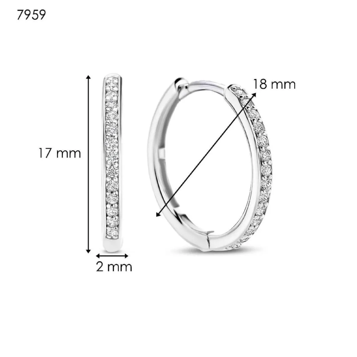 Ti Sento Boucles D'Oreilles - 7959ZI Argent Rhodié Créoles Et Pavage | Femme Boucles D'Oreilles