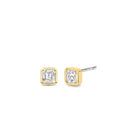 Ti Sento Boucles D'Oreilles - 7967ZY Argent Doré Et Oxydes Carrés | Femme Boucles D'Oreilles